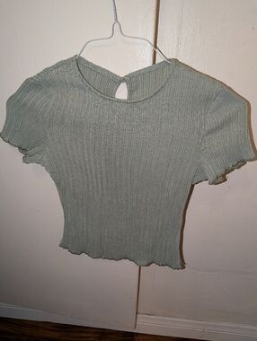 Cider Ribbed Crop Top — Sage Green